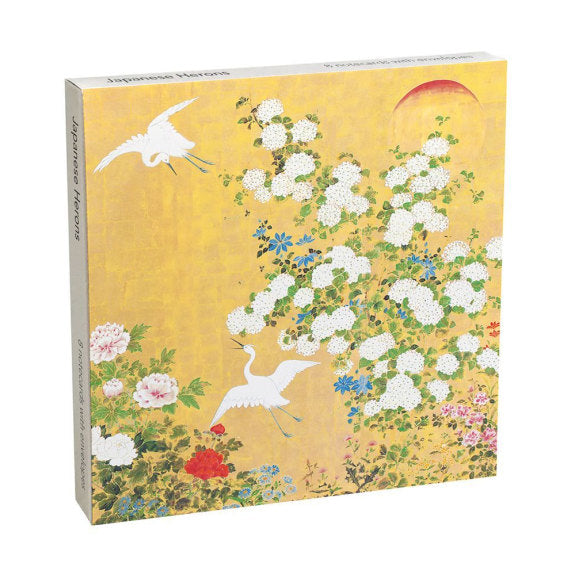 Japanese Herons 8 Square Notecards Wallet - Bee's Emporium