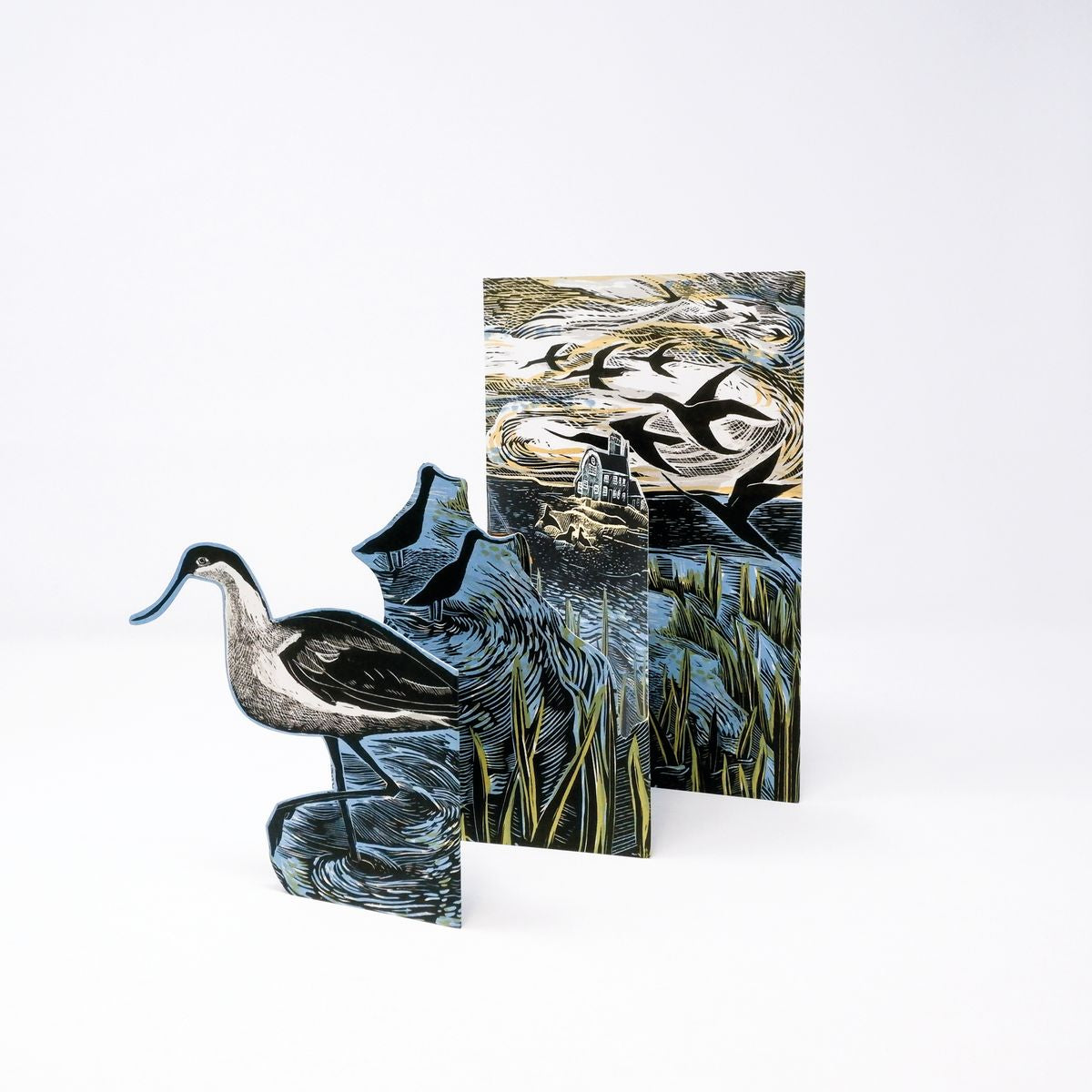 Avocets at Blakeney by Angela Harding 3D Concertina Greeting Card with Envelope