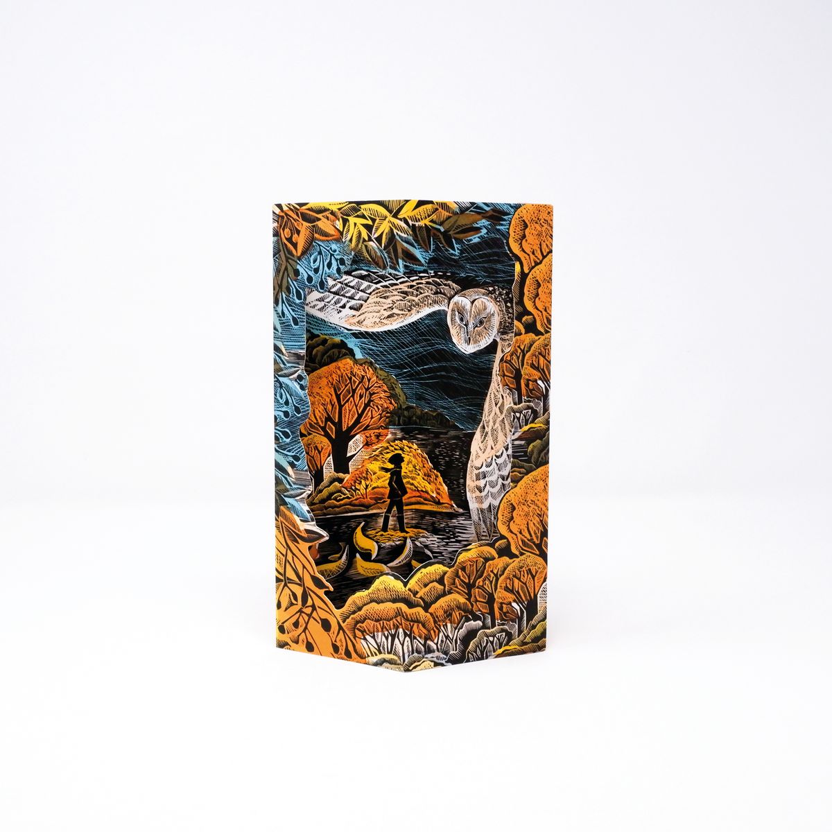 October Owl by Angela Harding 3D Diorama Greeting Card with Envelope