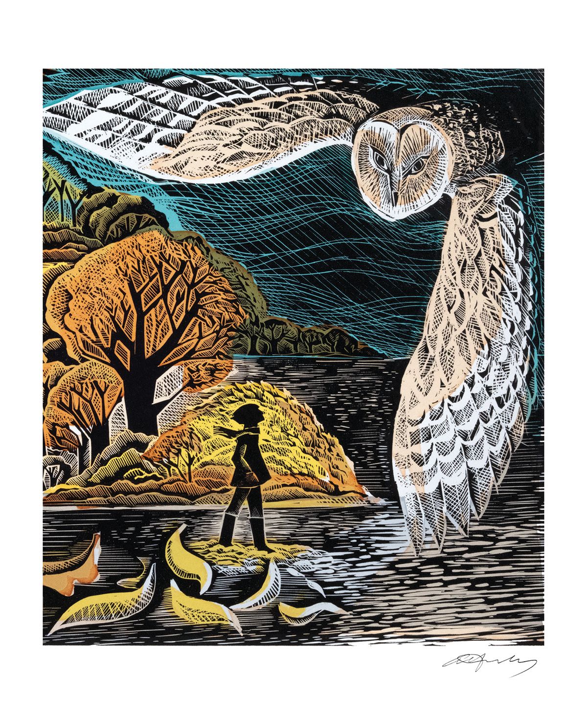 Angela Harding October Owl Blank Greeting Card with Envelope - Bee's Emporium