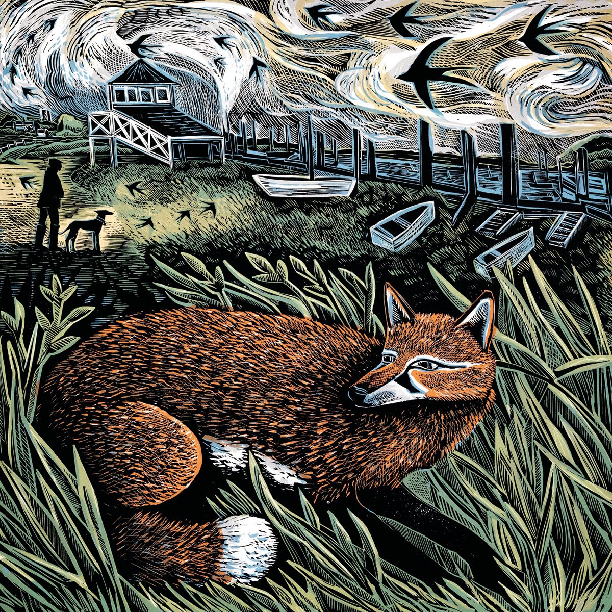 Angela Harding Morston Fox Blank Greeting Card with Envelope - Bee's Emporium