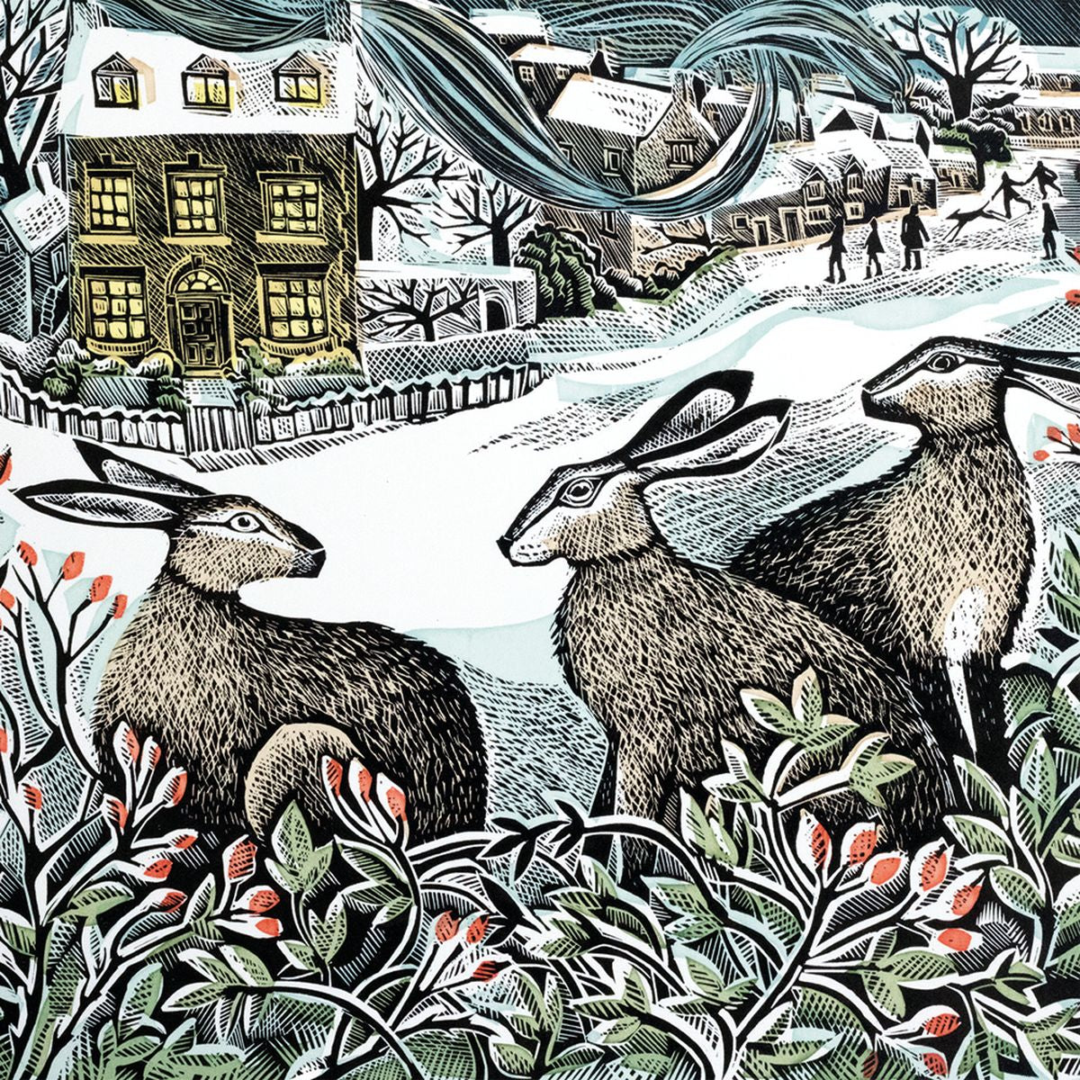 We Three Hares by Angela Harding Pack of 5 Christmas Cards