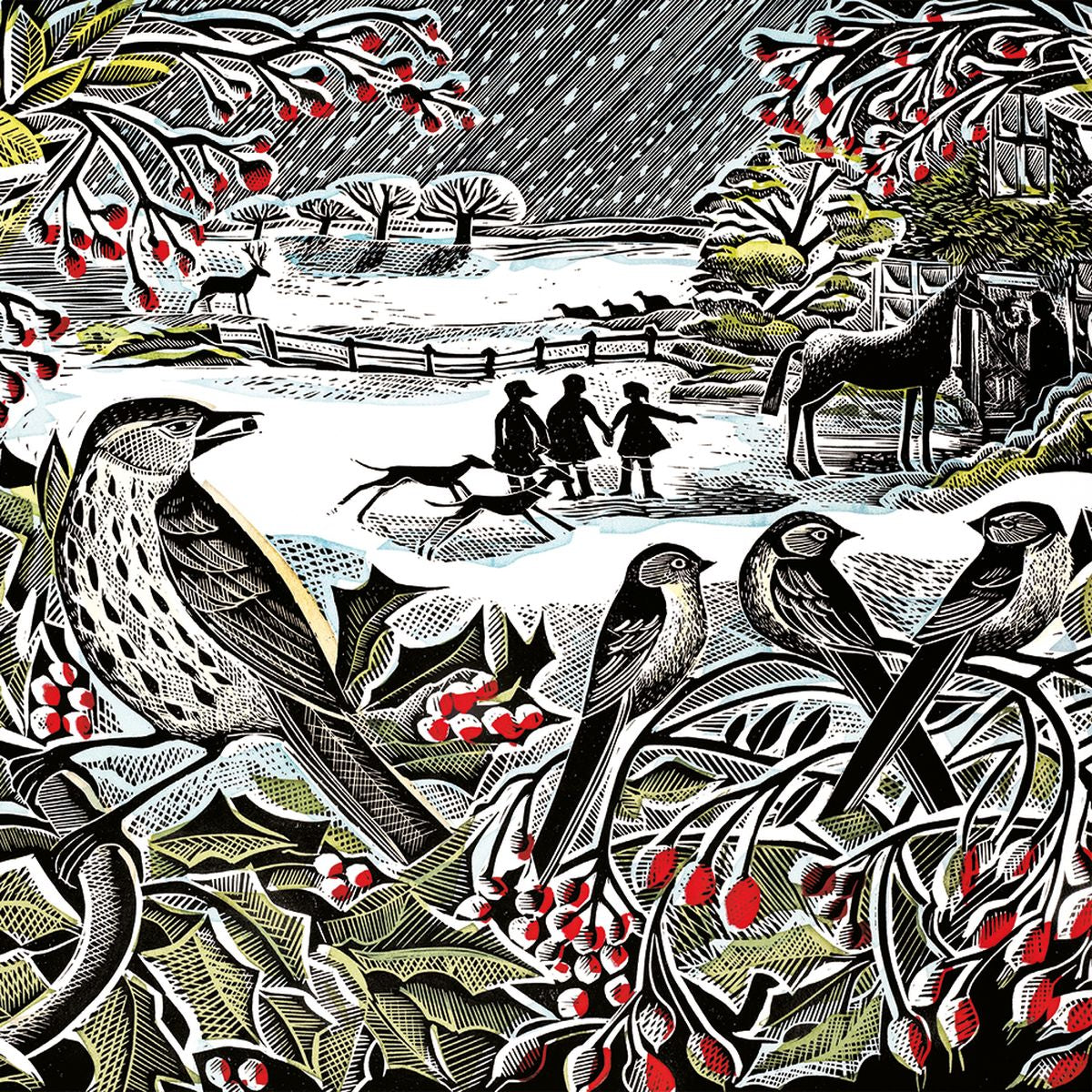 Holly Hedge by Angela Harding Pack of 5 Christmas Cards