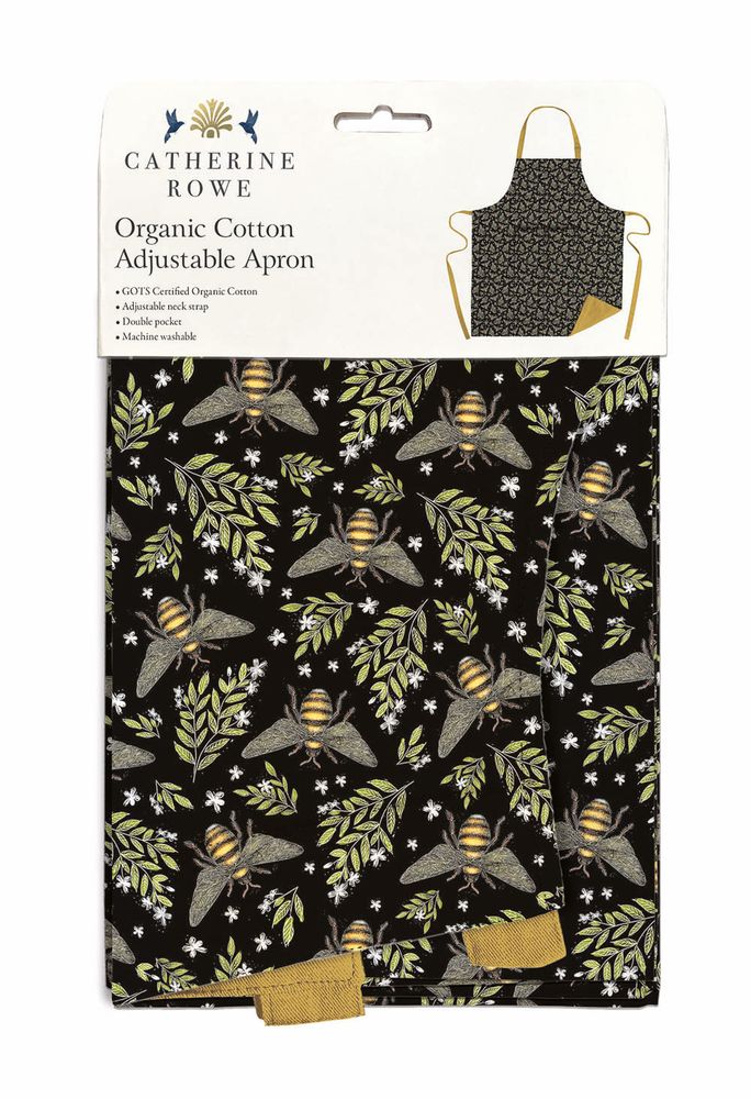 Catherine Rowe Honey Bee Pattern Organic Cotton Adjustable Apron