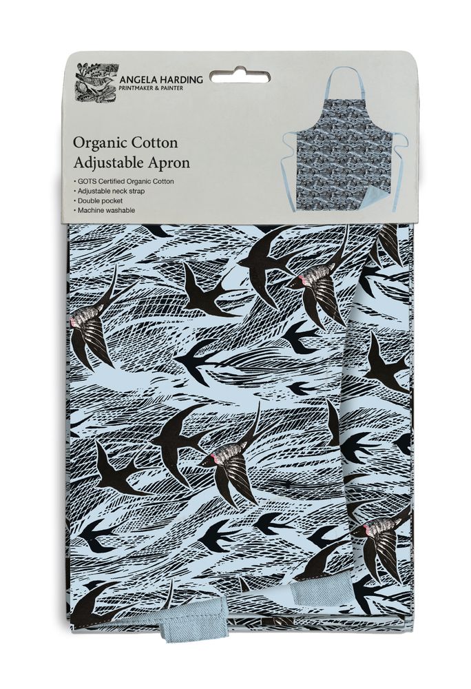 Angela Harding Swallows and Sea Organic Cotton Adjustable Apron - Bee's Emporium