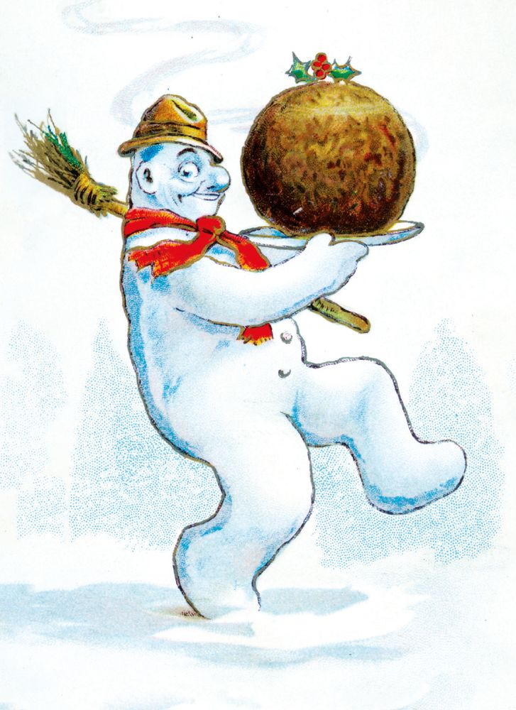 Snowman Carrying a Christmas Pudding Pack of 8 Charity Christmas Cards - Bee's Emporium