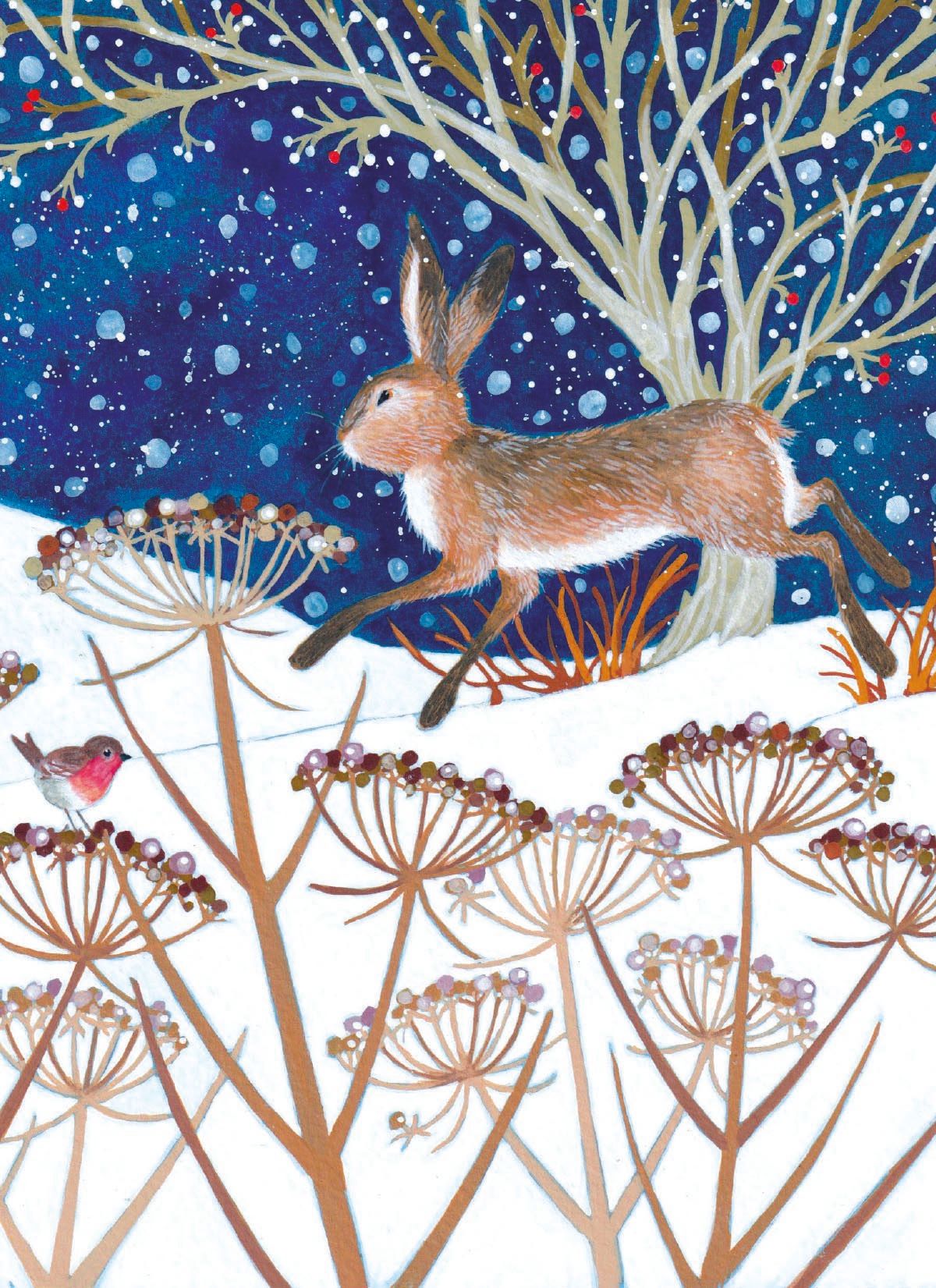Night Snow Hare by Annabel Spenceley Pack of 8 Charity Christmas Cards
