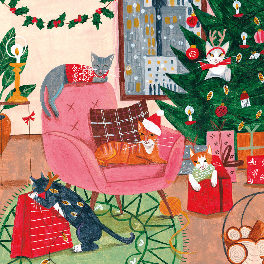 Christmas Cats by Caroline Bonne Muller Pack of 5 Charity Christmas Cards