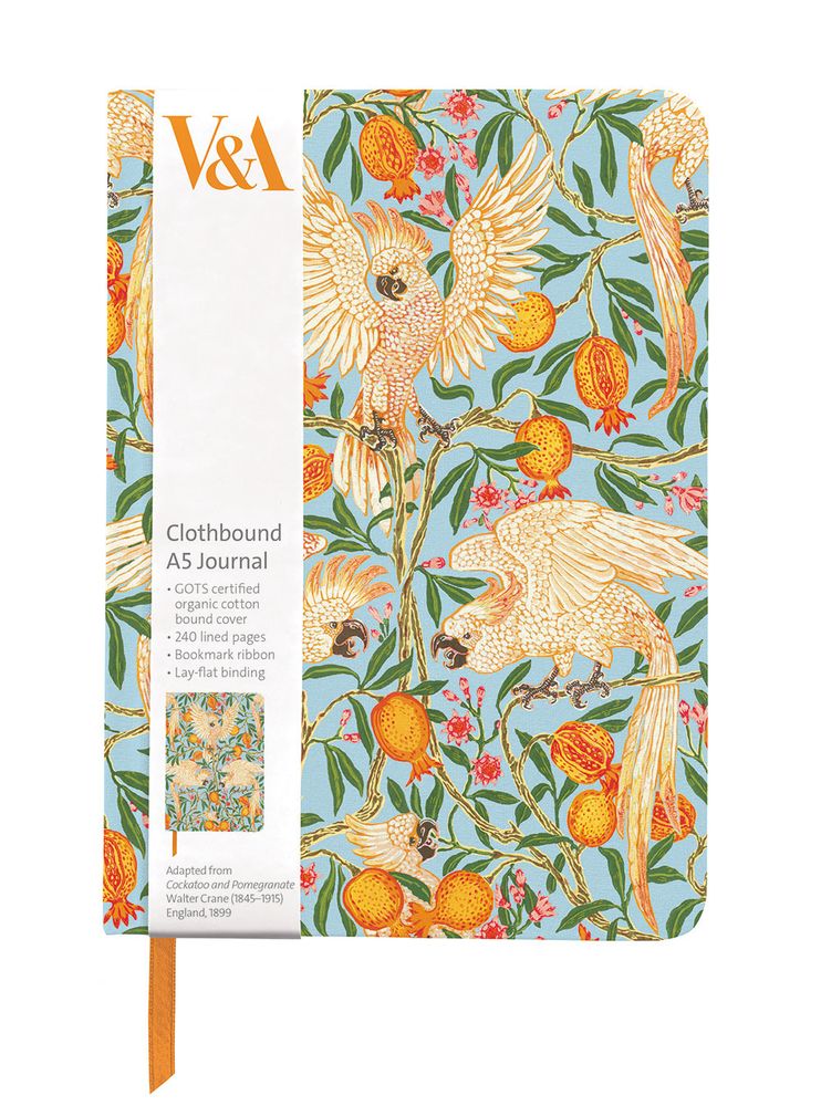 V&A Cockatoo and Pomegranate A5 Clothbound Journal - Bee's Emporium