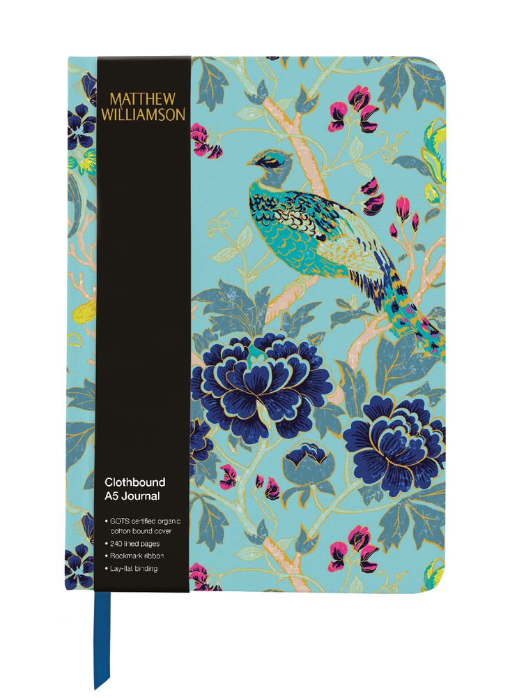 Matthew Williamson Magnolia Peacock A5 Clothbound Journal - Bee's Emporium