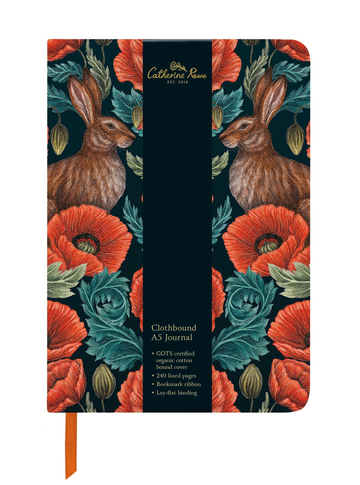 Catherine Rowe Poppy Red A5 Clothbound Journal