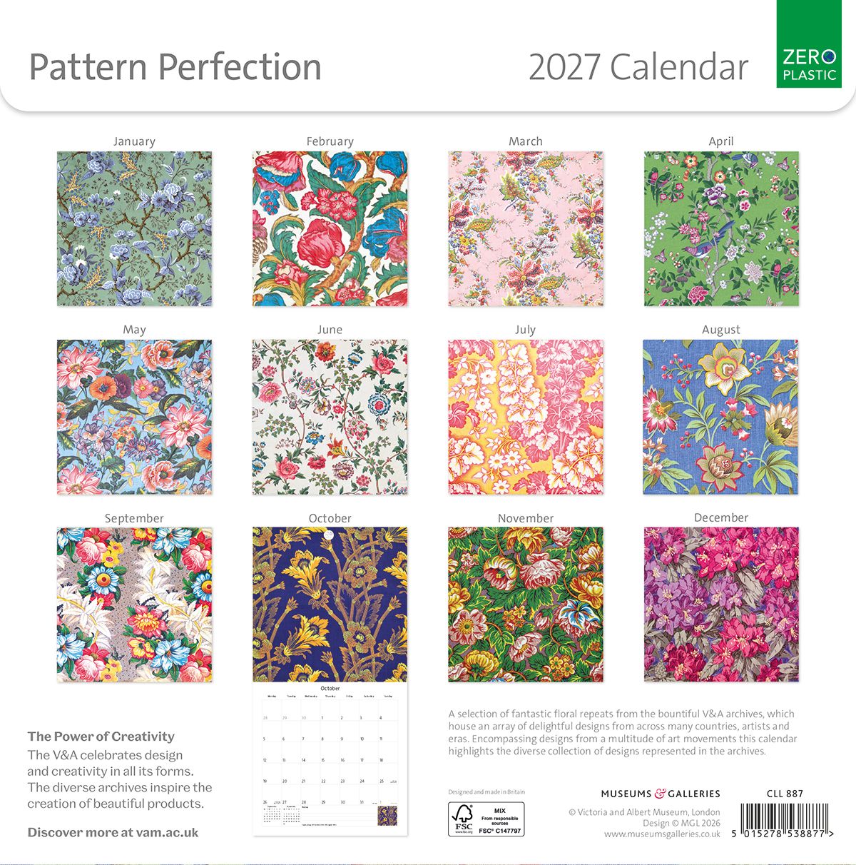 V&A Pattern Perfection 2027 Square Wall Calendar