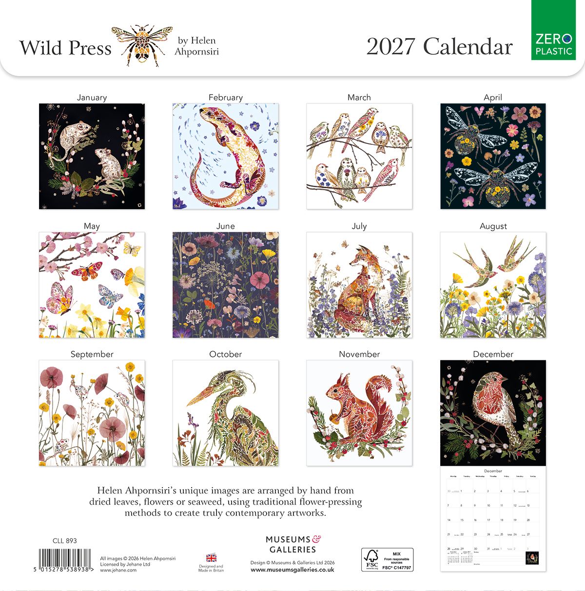 Wild Press by Helen Ahpornsiri 2027 Square Wall Calendar