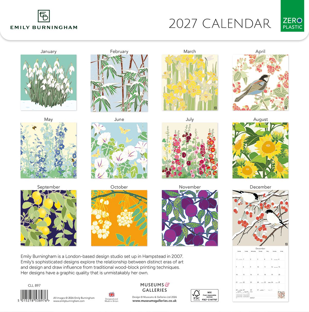 Emily Burningham 2027 Square Wall Calendar