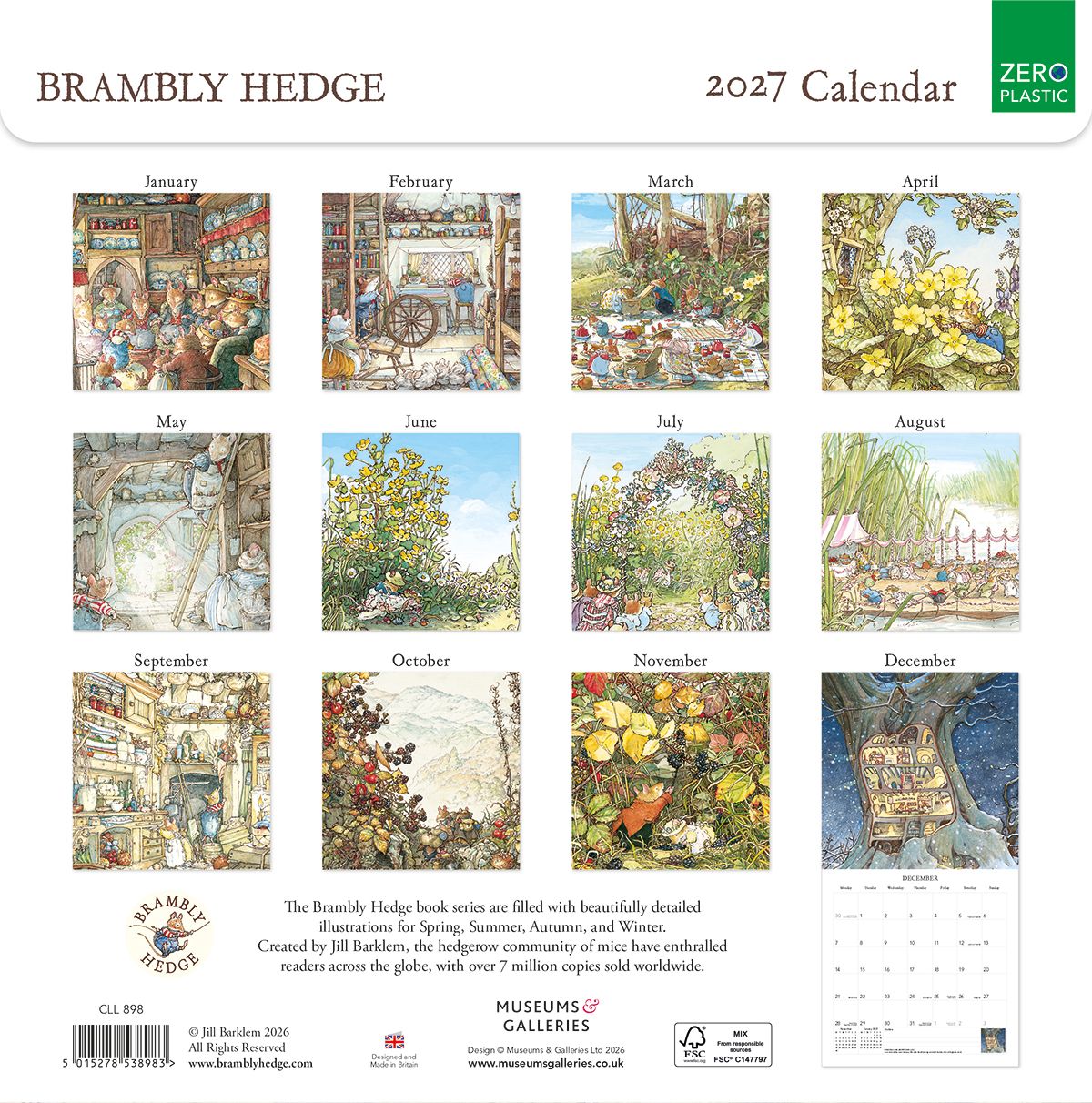Brambly Hedge by Jill Barklem 2027 Square Wall Calendar