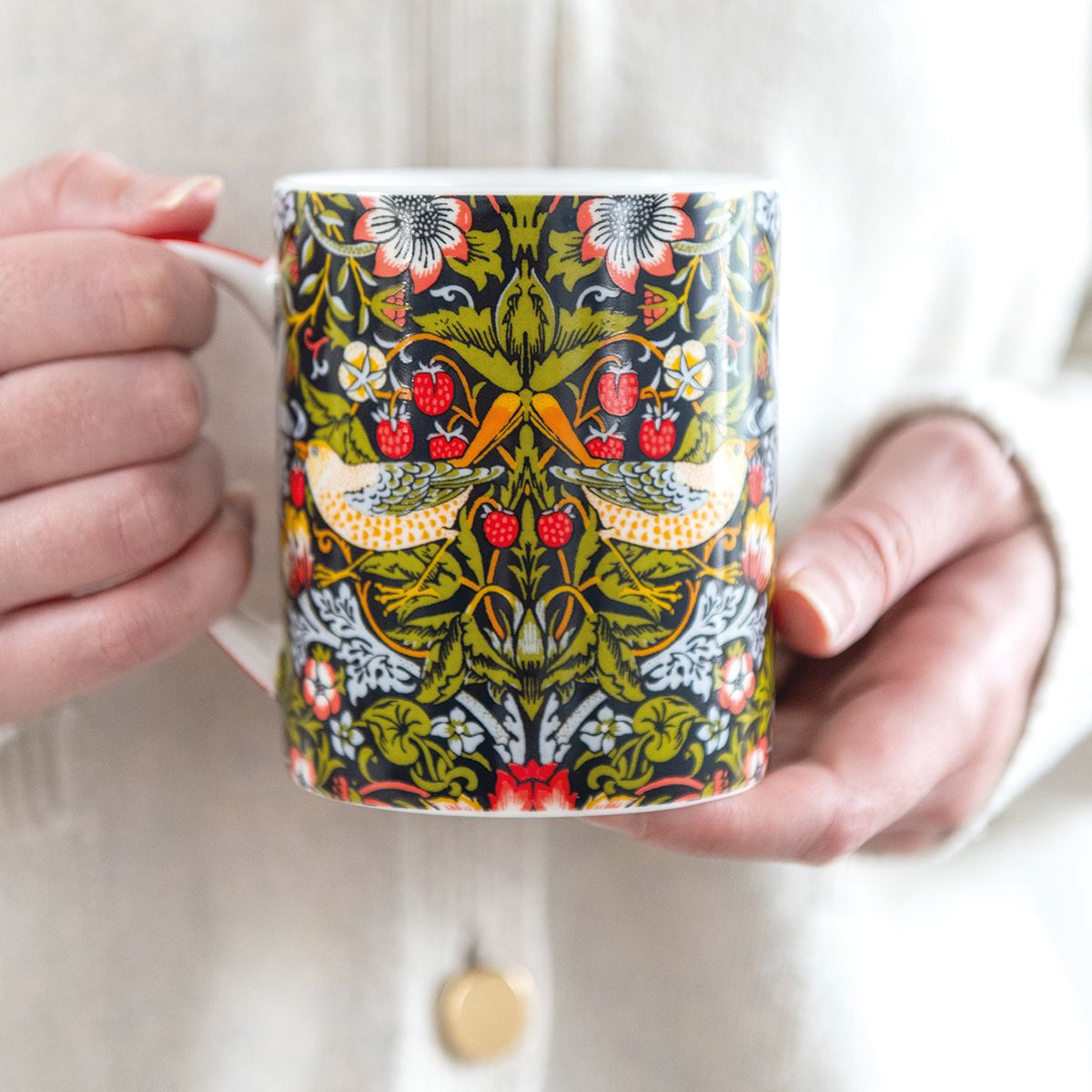 V&A William Morris Strawberry Thief Fine Bone China Mug - Bee's Emporium