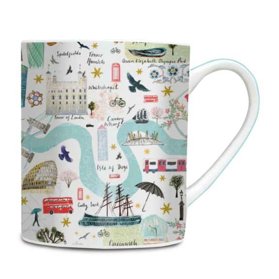 London Landmarks Maps by Josie Shenoy Fine Bone China Mug