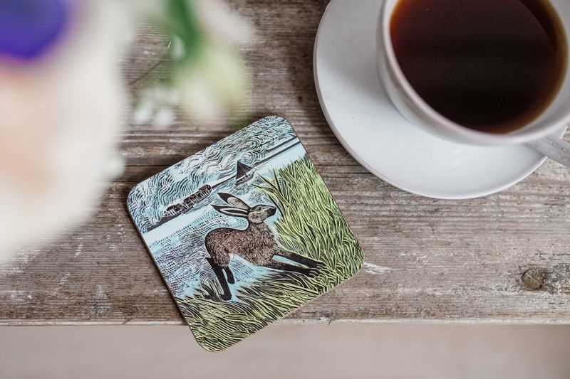 Angela Harding Young Hare Set of 4 Cork Backed Coasters