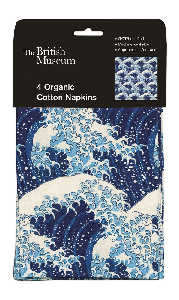 The British Museum The Great Wave Pack of 4 Organic Cotton Napkins - Bee's Emporium