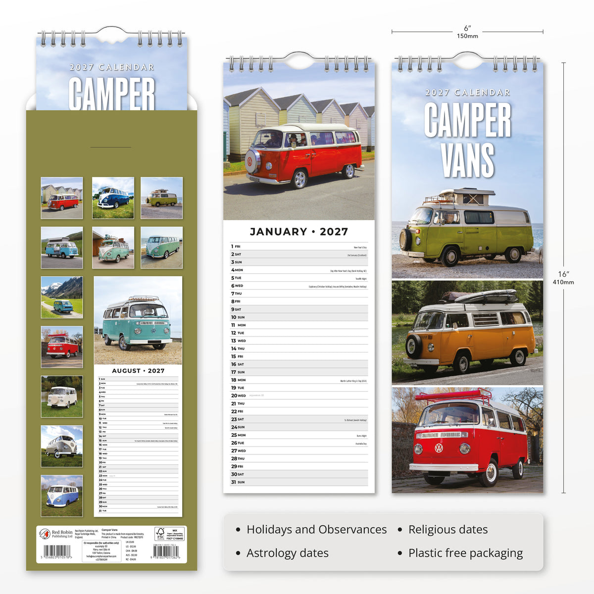 Camper Vans 2027 Slim Wall Calendar