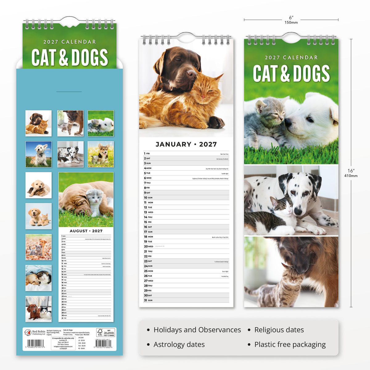 Cats & Dogs 2027 Slim Wall Calendar