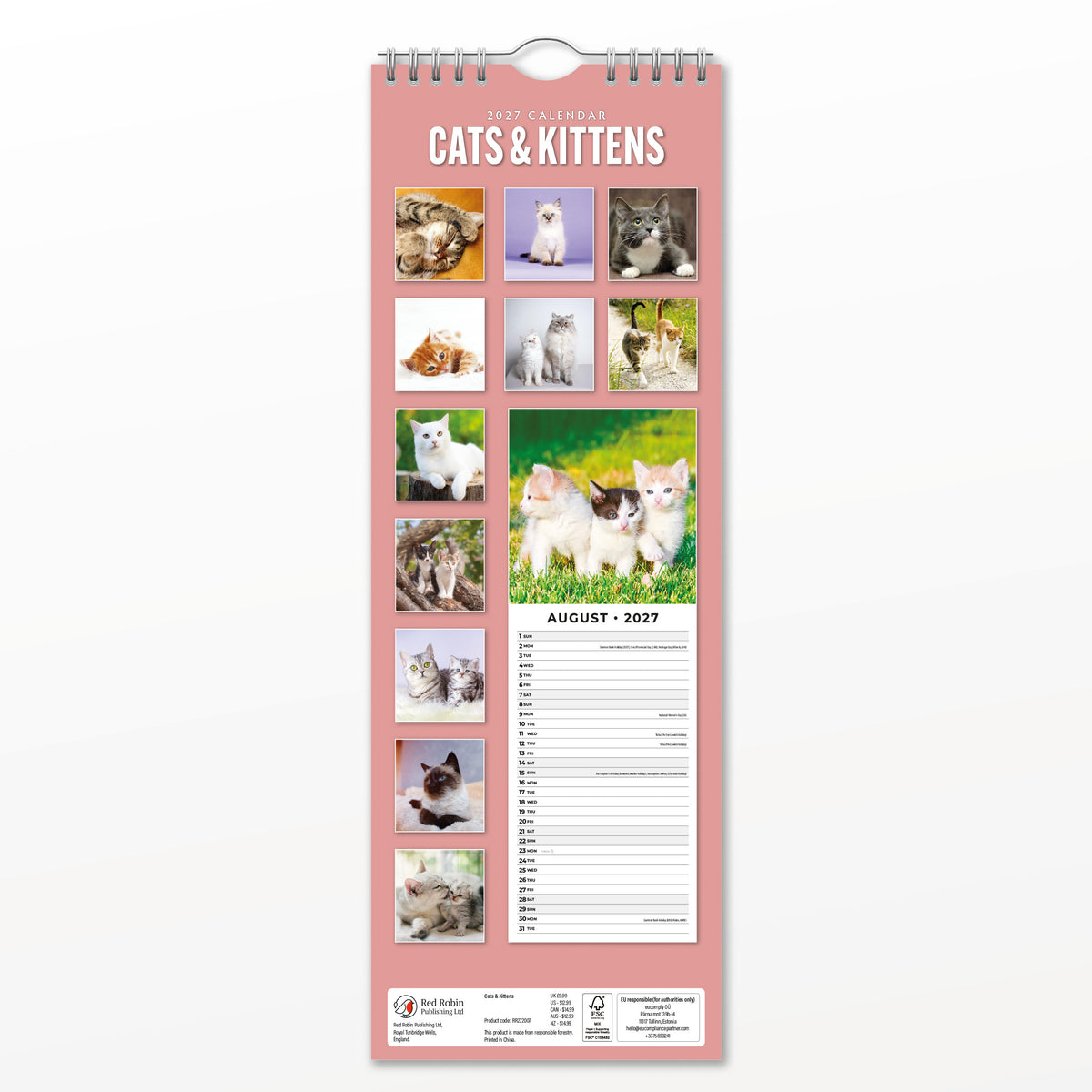 Cats & Kittens 2027 Slim Wall Calendar
