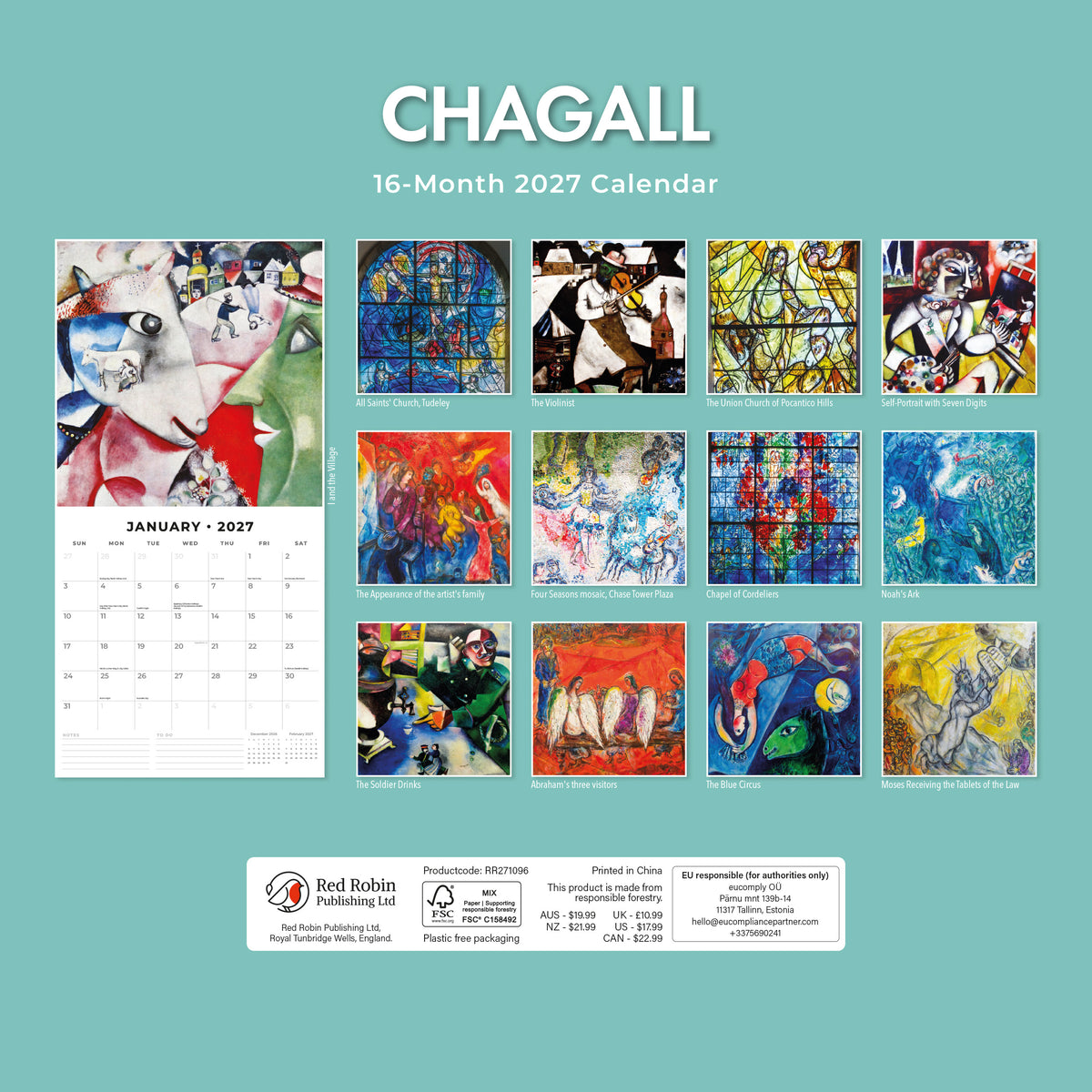 Chagall 2027 Square Wall Calendar