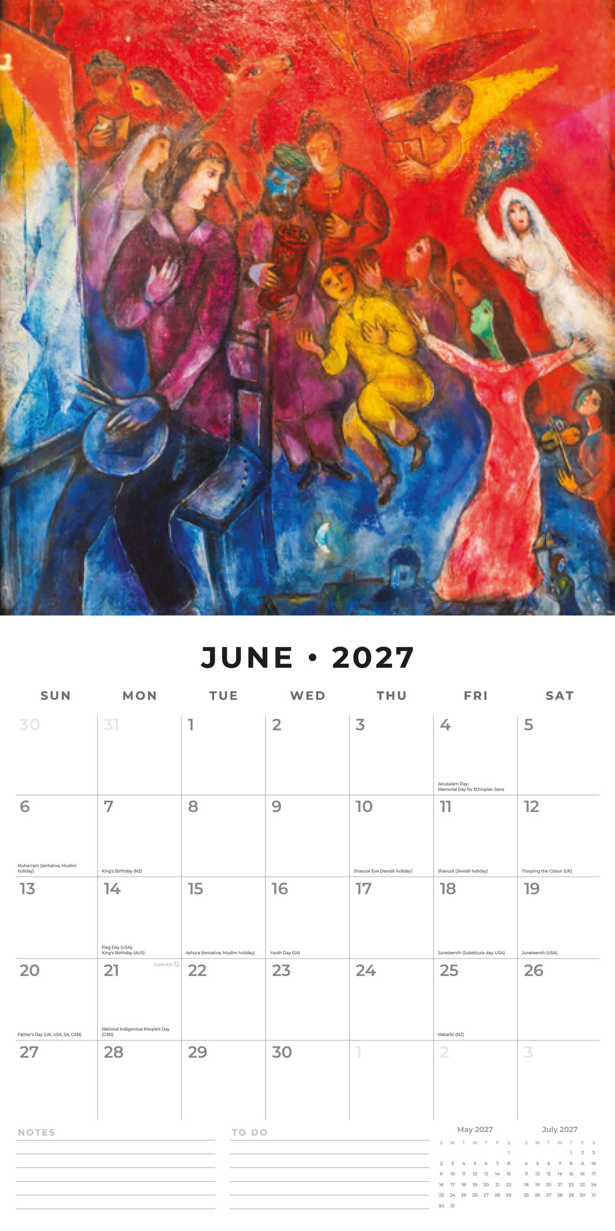 Chagall 2027 Square Wall Calendar