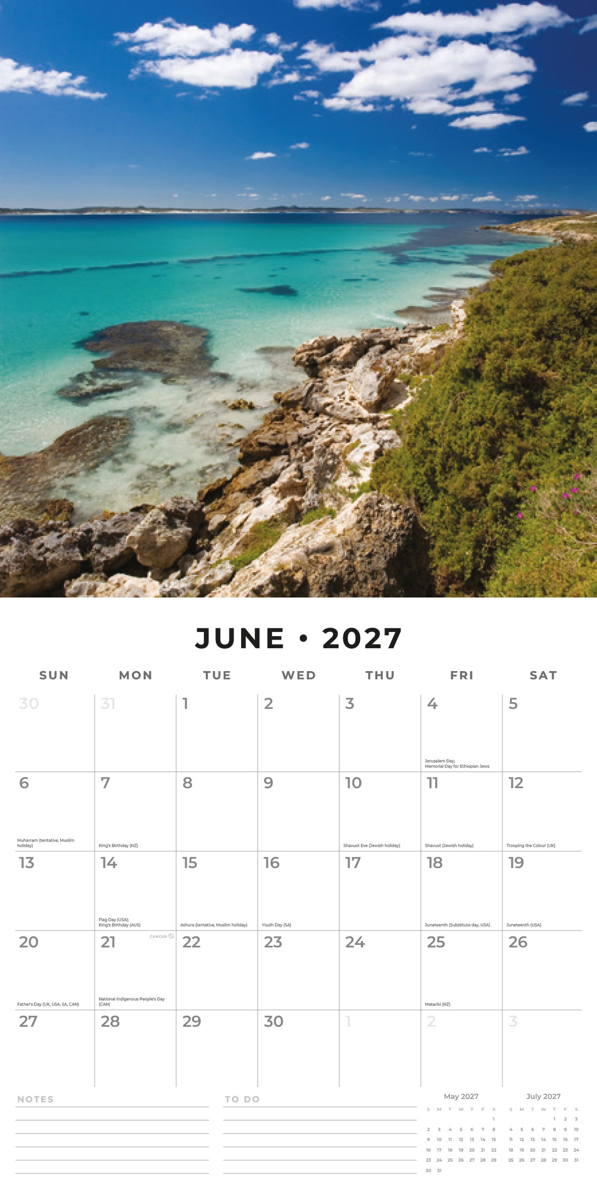 Coastlines of Australia 2027 Square Wall Calendar