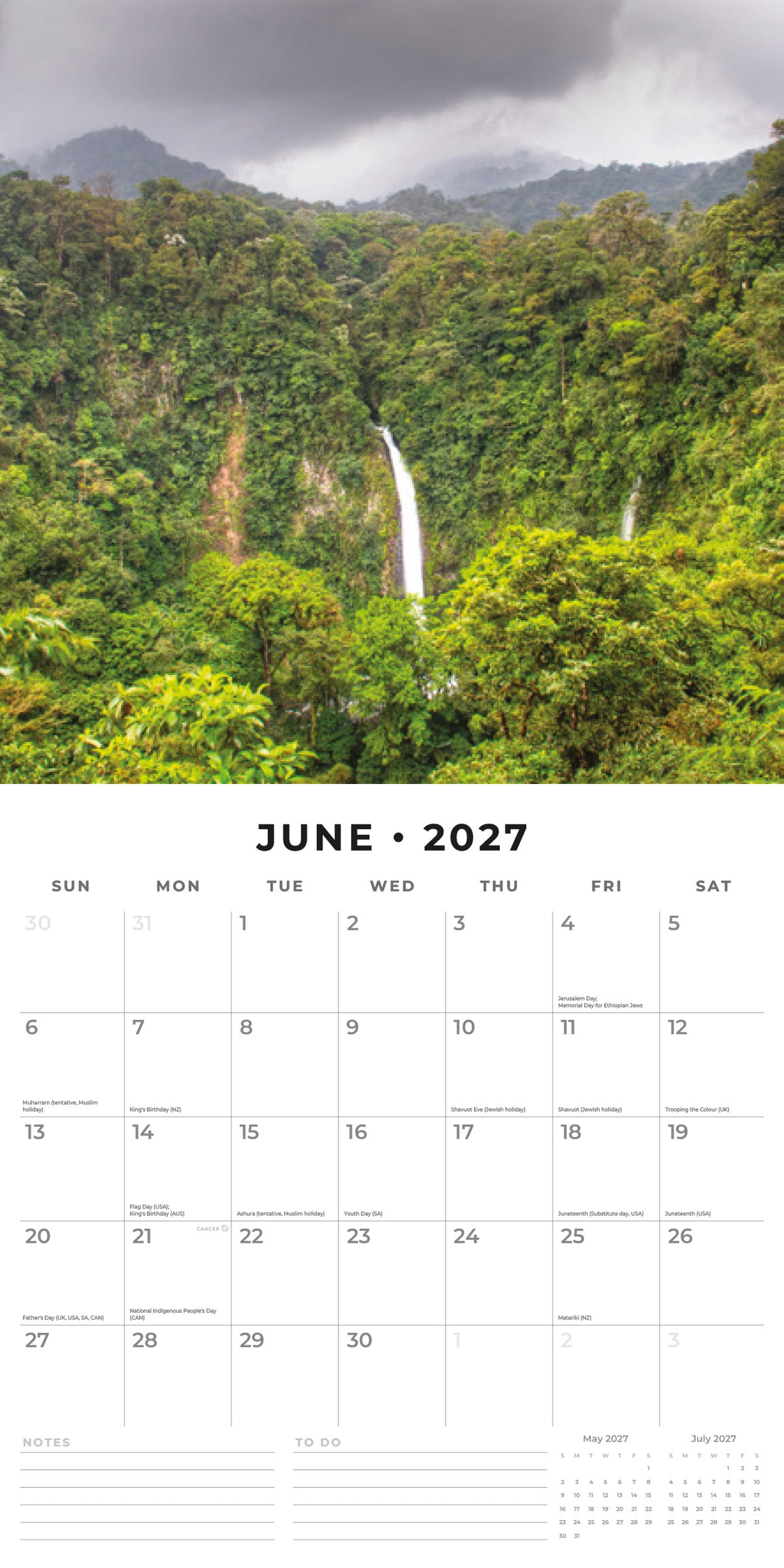 Costa Rica 2027 Square Wall Calendar