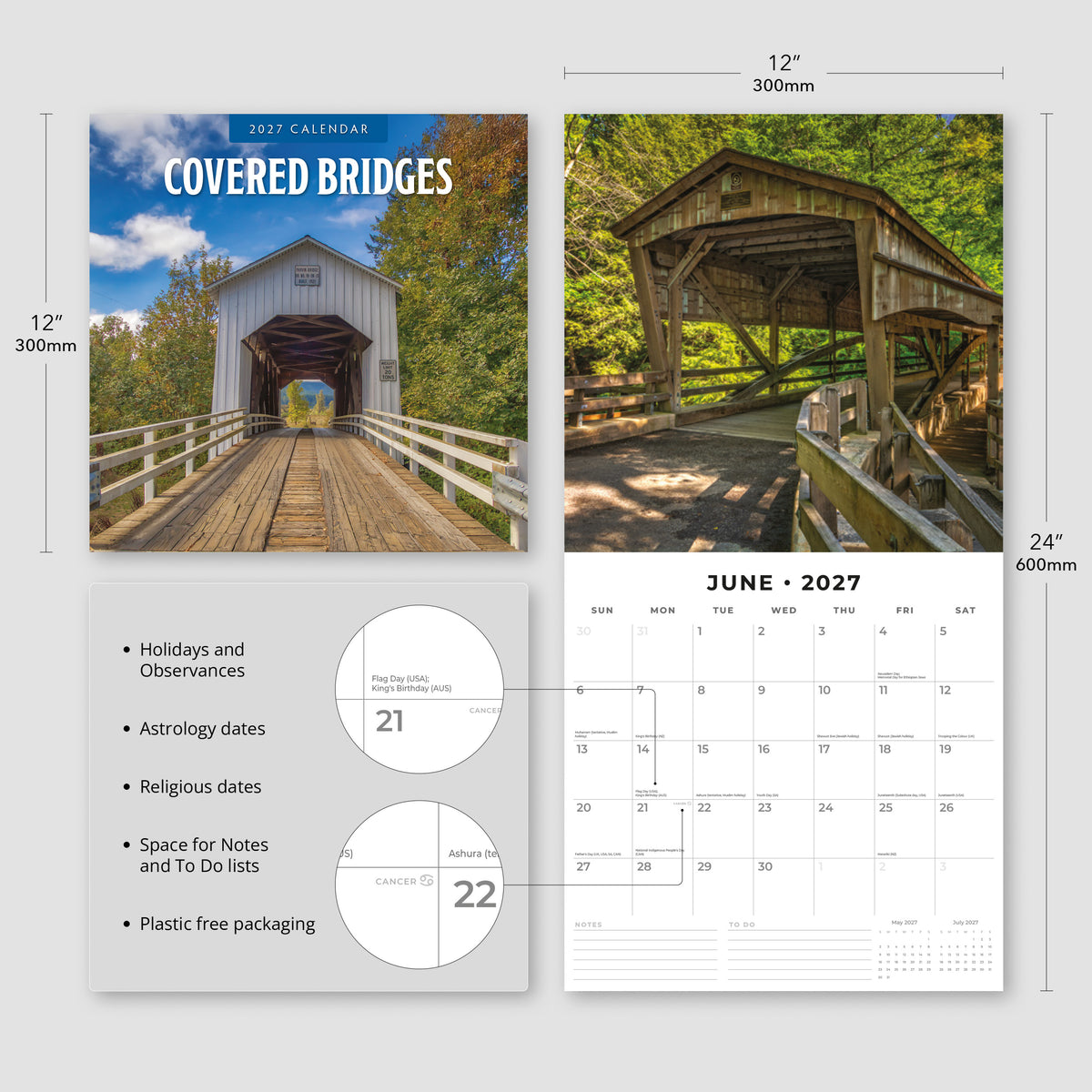 Covered Bridges 2027 Square Wall Calendar