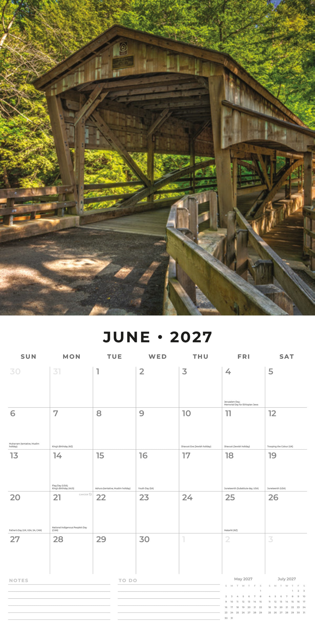Covered Bridges 2027 Square Wall Calendar