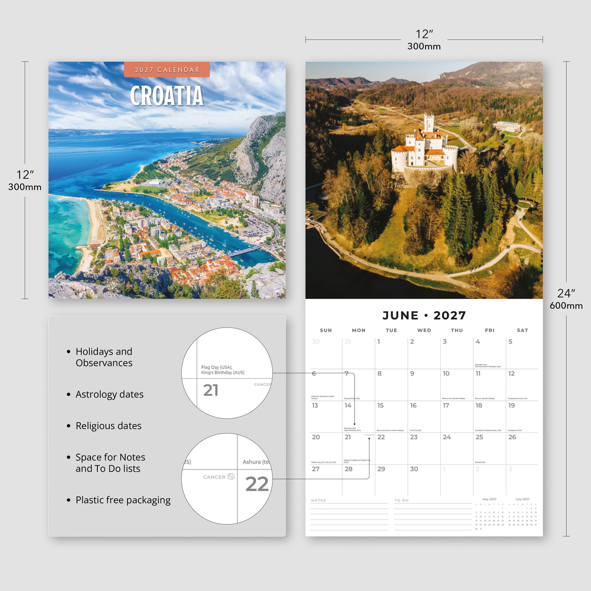 Croatia 2027 Square Wall Calendar