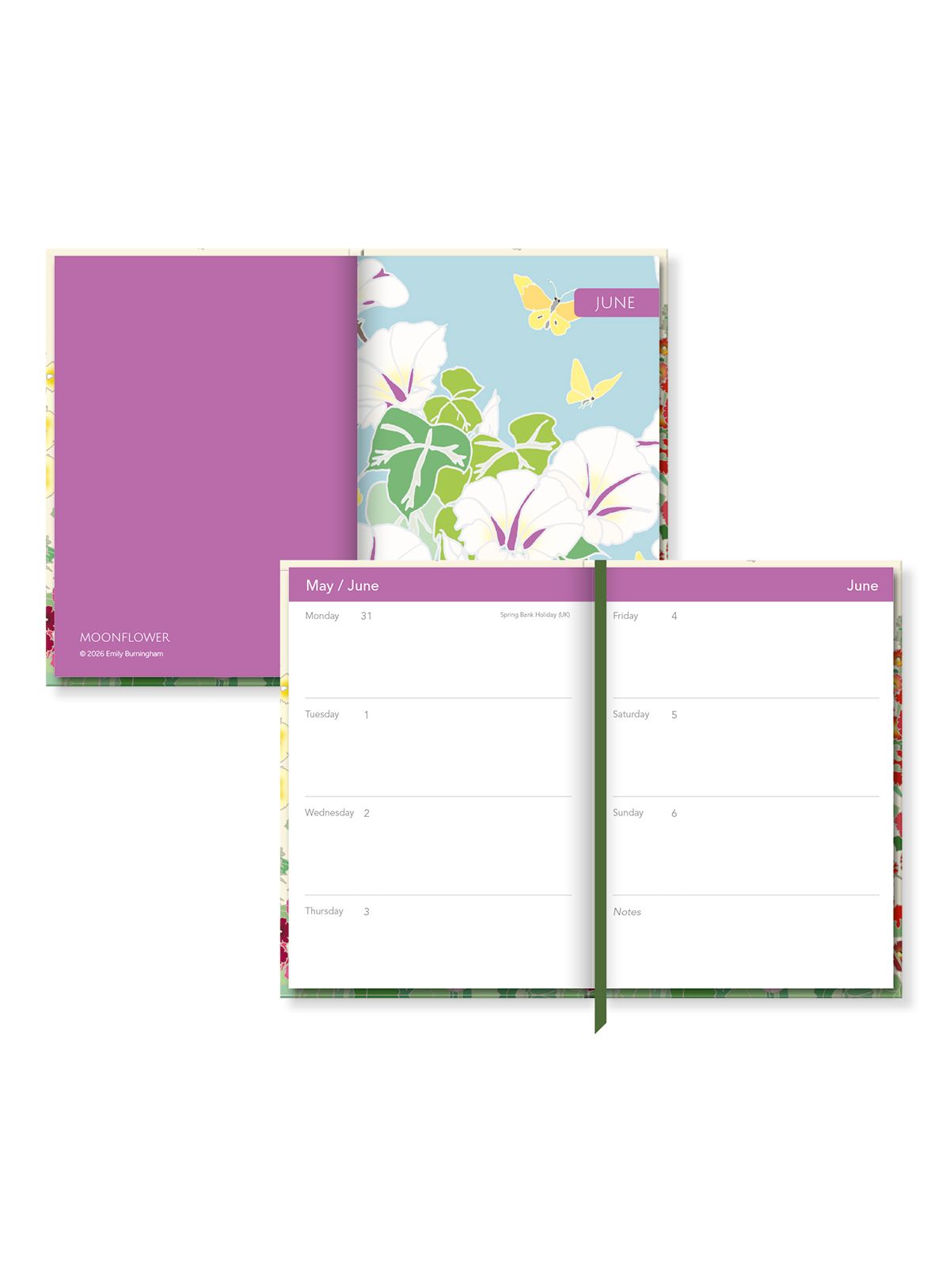 Emily Burningham Hollyhocks Floral 2027 A5 Diary