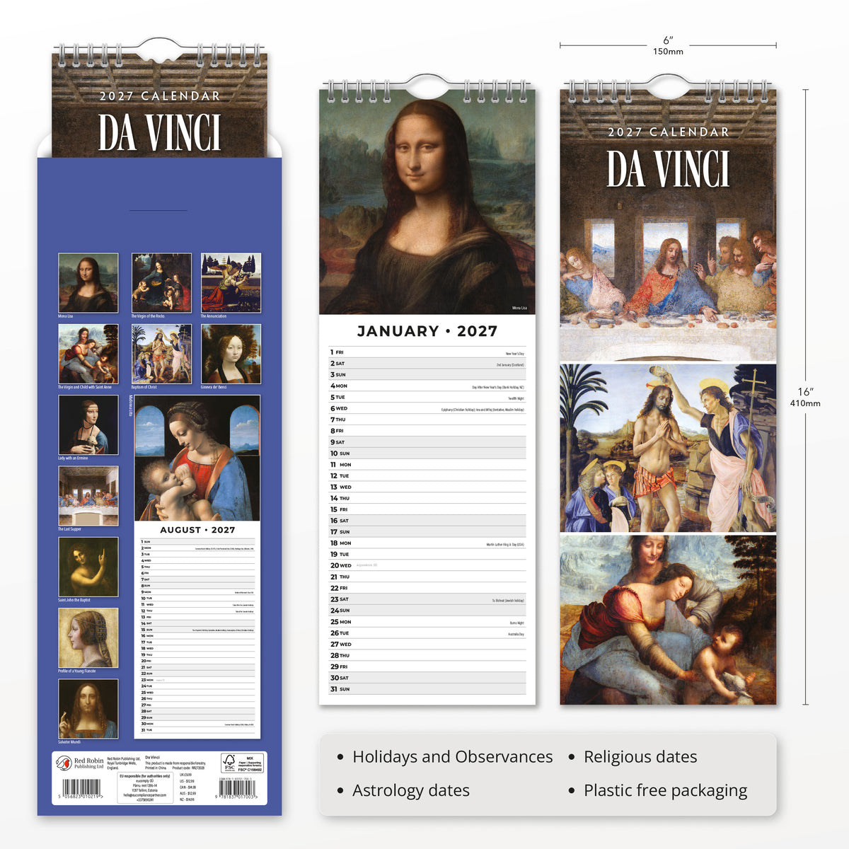 Da Vinci 2027 Slim Wall Calendar