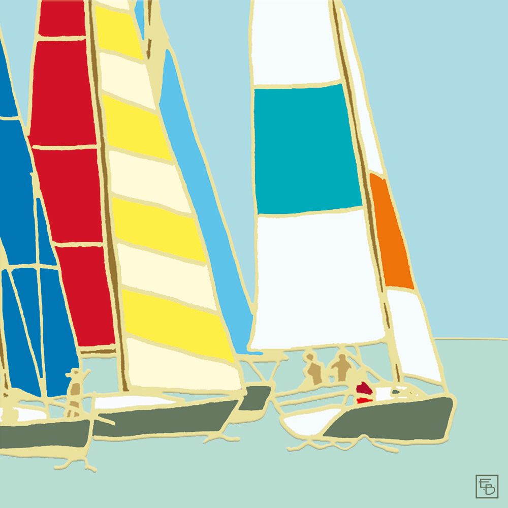 Yacht Race by Emily Burningham Blank Greeting Card with Envelope - Bee's Emporium
