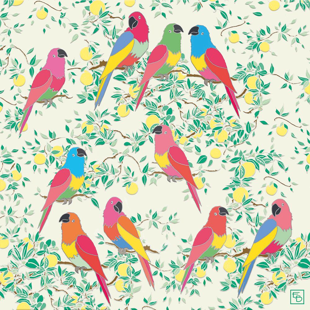 Parrots by Emily Burningham Blank Greeting Card with Envelope - Bee's Emporium