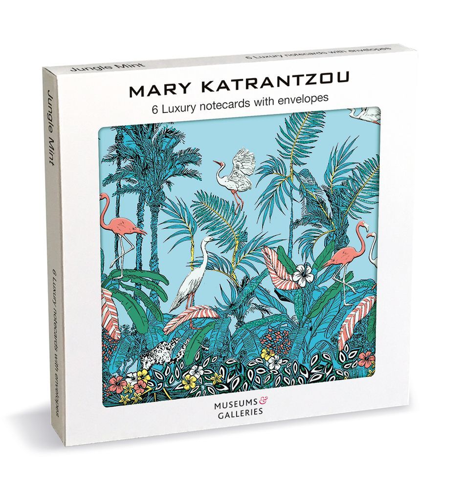 Mary Katrantzou Jungle Mint 6 Luxury Square Notecards Wallet - Bee's Emporium