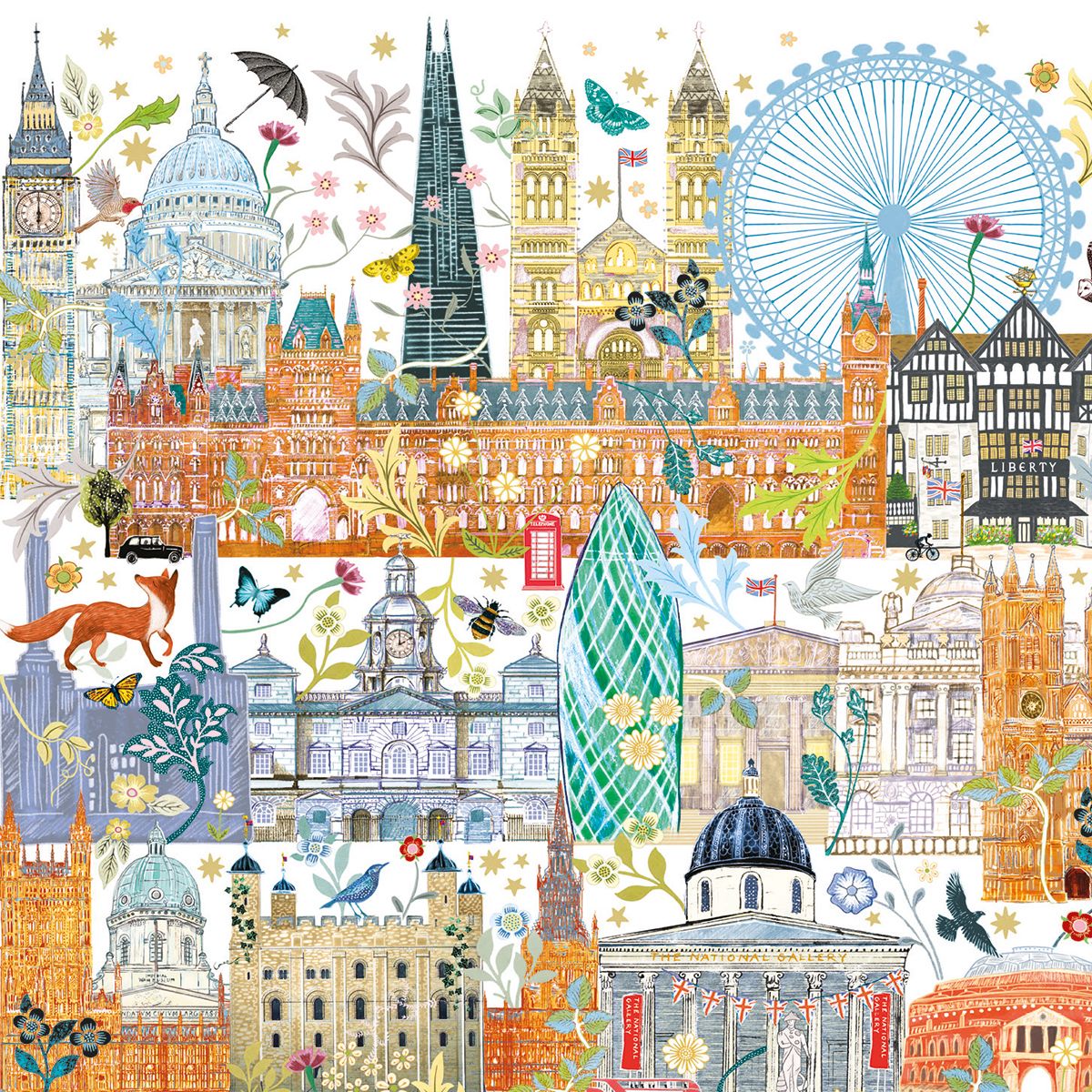 London Landmarks by Josie Shenoy 8 Square Notecards Wallet - Bee's Emporium