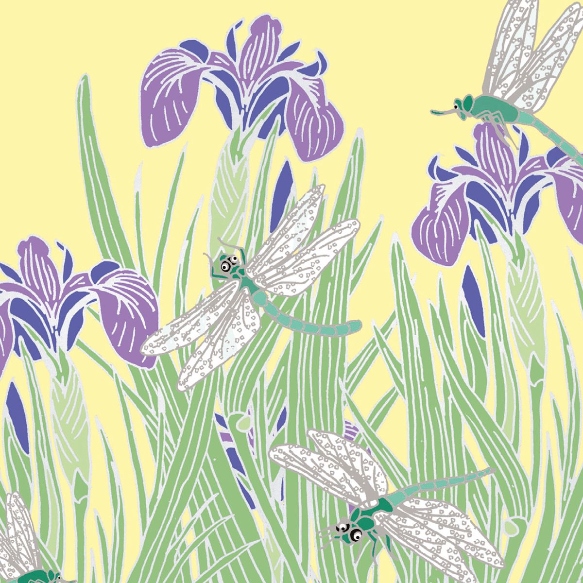 Emily Burningham Dragonflies & Iris 8 Mini Notecards Wallet - Bee's Emporium