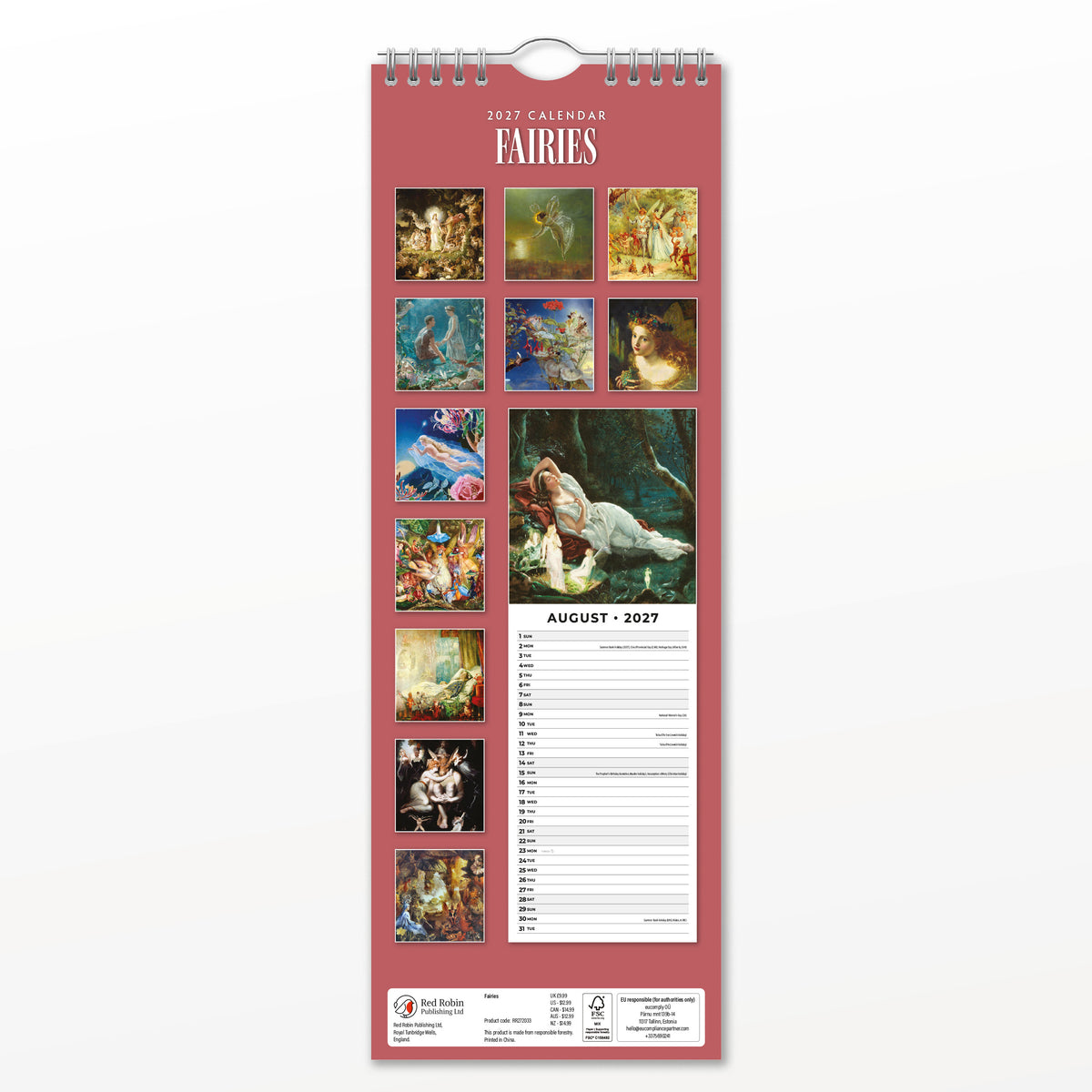 Fairies 2027 Slim Wall Calendar