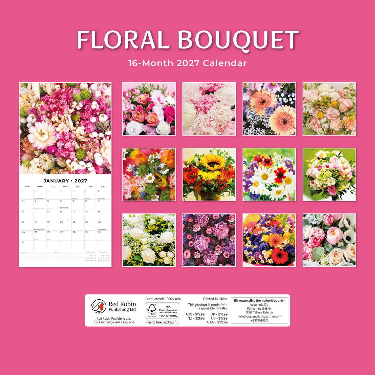 Floral Bouquet 2027 Square Wall Calendar