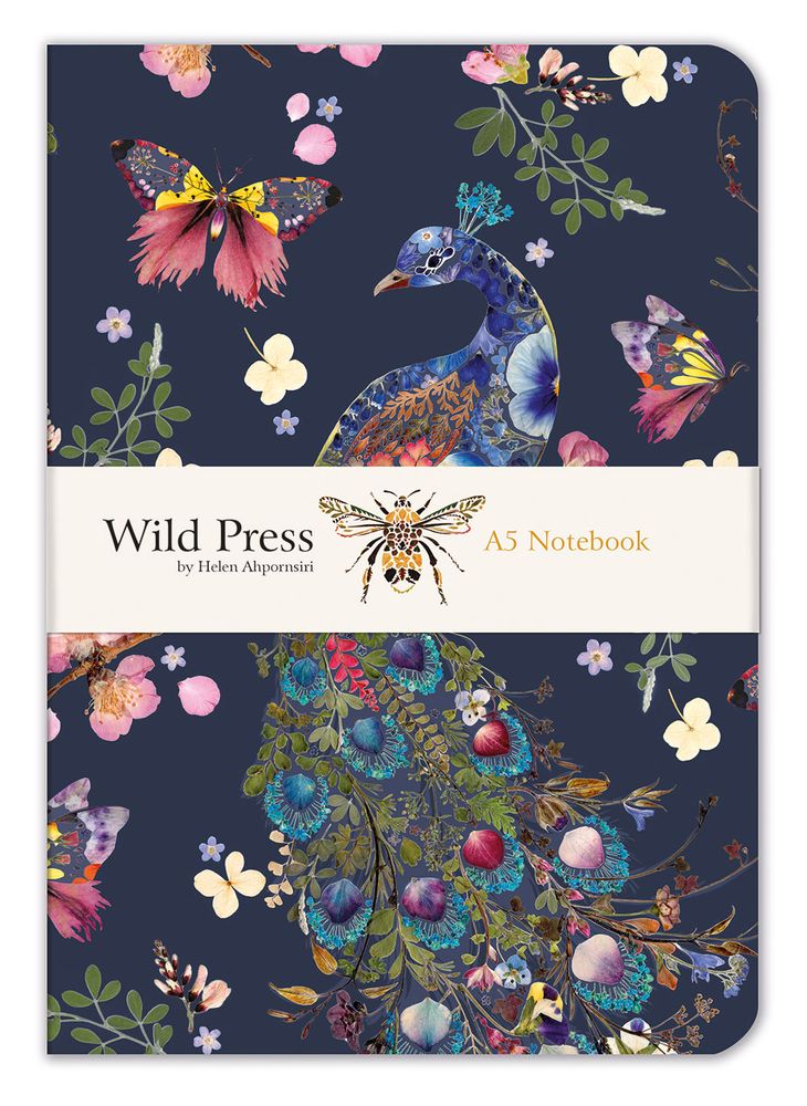 Wild Press Peacock by Helen Ahpornsiri A5 Notebook - Bee's Emporium