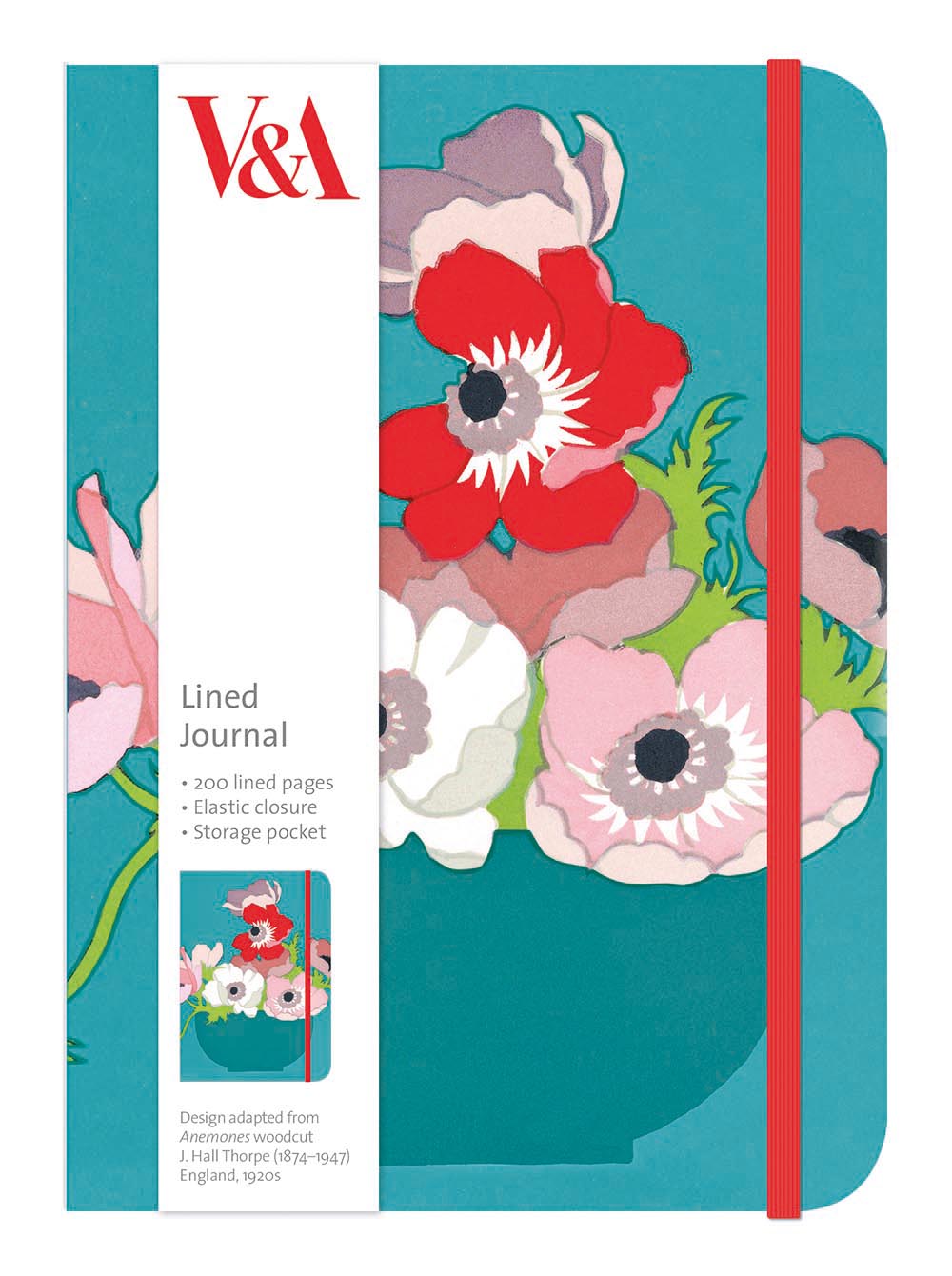 V&A Anemones Lined Journal - Bee's Emporium