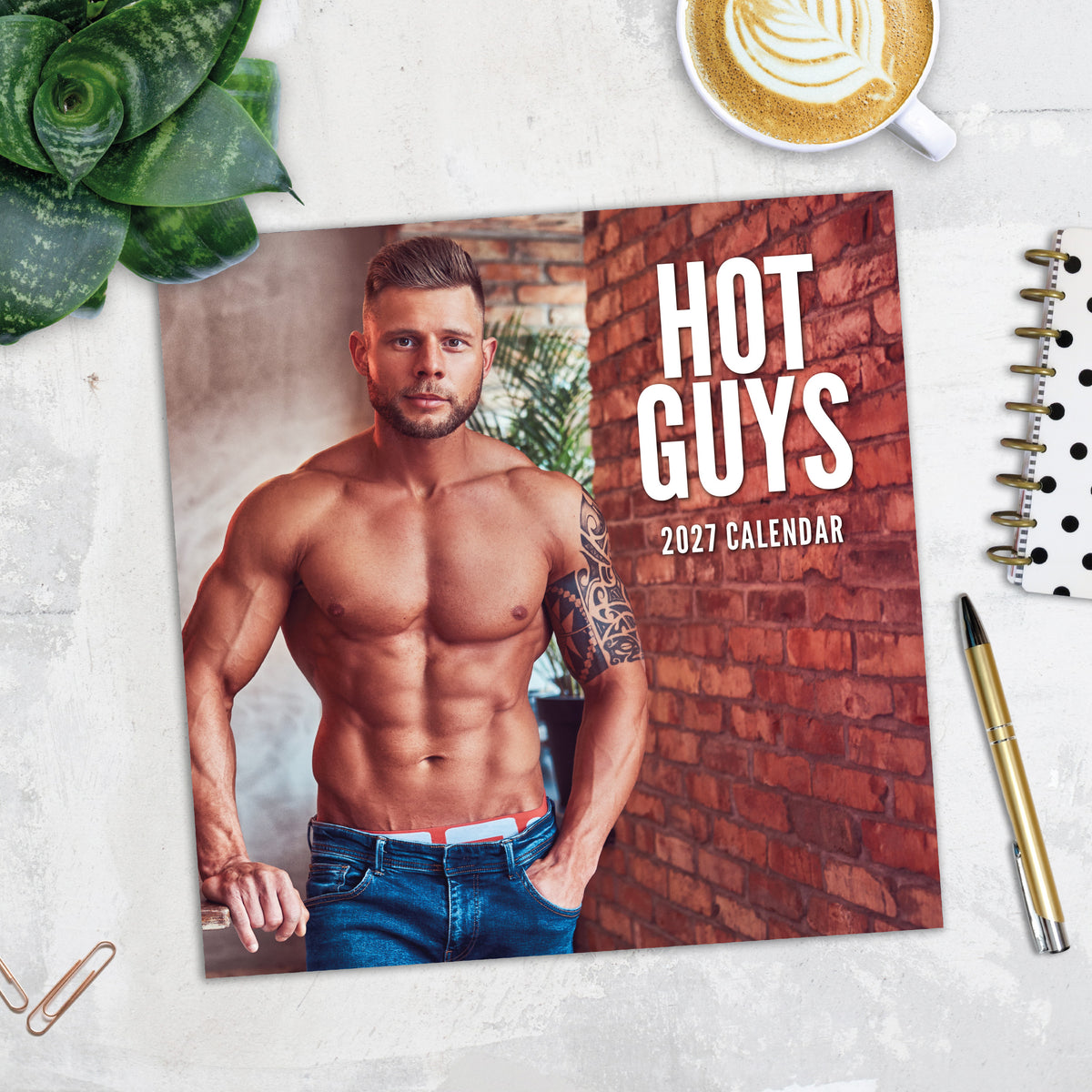 Hot Guys 2027 Square Wall Calendar