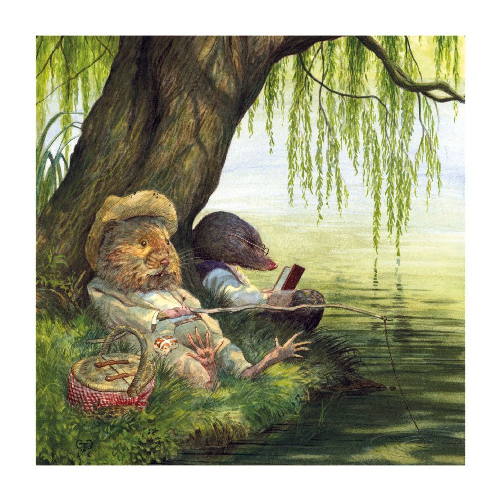 Wind in the Willows - Lounging About Blank Greeting Card with Envelope - Bee's Emporium
