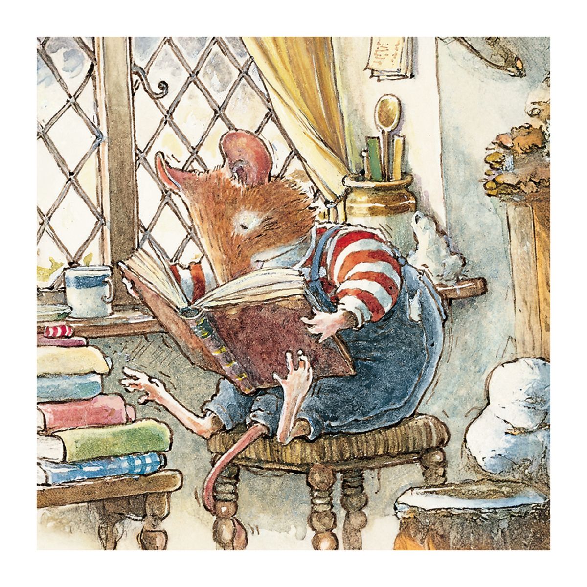 Brambly Hedge - Wilfred Reading Blank Greeting Card with Envelope - Bee's Emporium