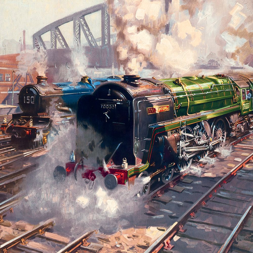 Forging Ahead Locomotive Blank Greeting Card with Envelope - Bee's Emporium