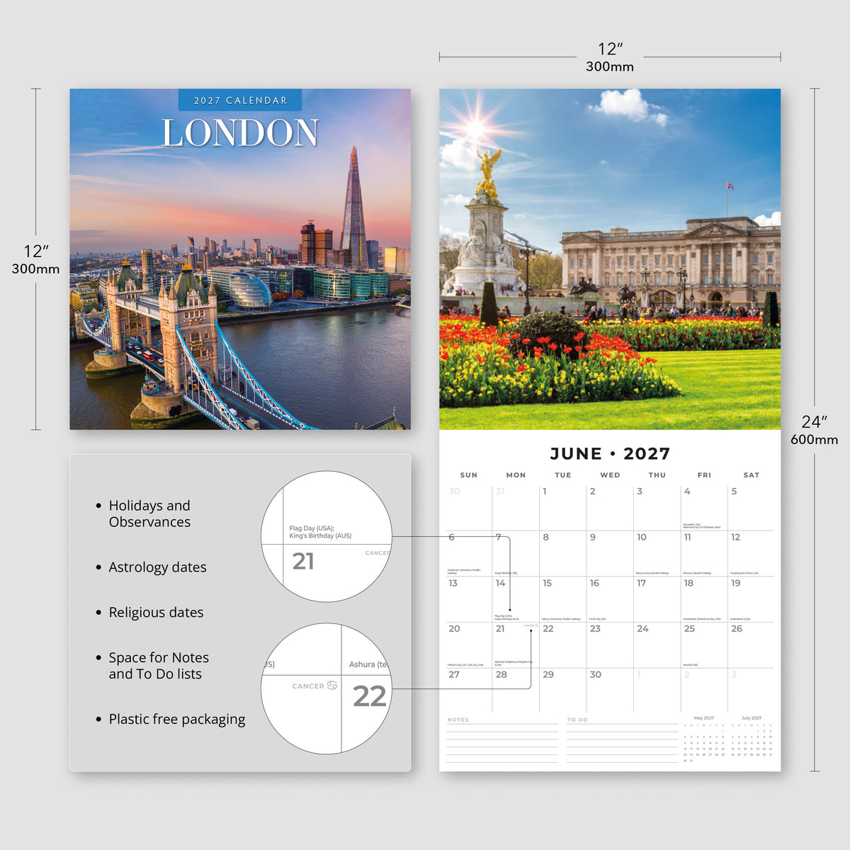 London 2027 Square Wall Calendar