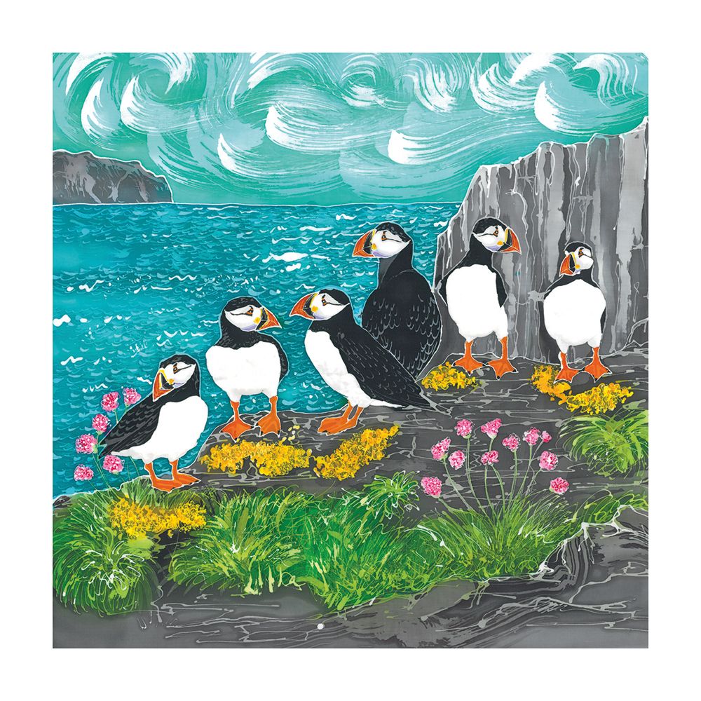 Puffin Parade by Marie-Therese King Blank Greeting Card with Envelope - Bee's Emporium
